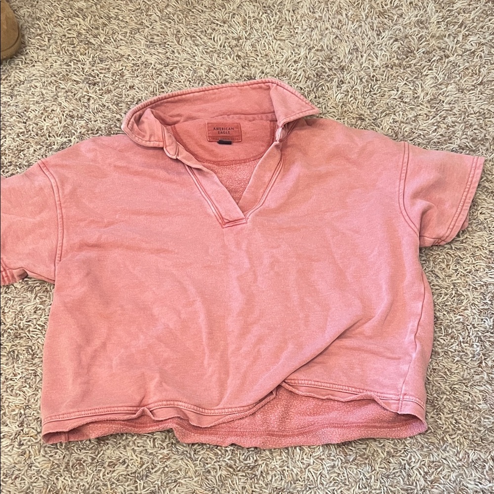 Pink Collared Short Sleeve Top